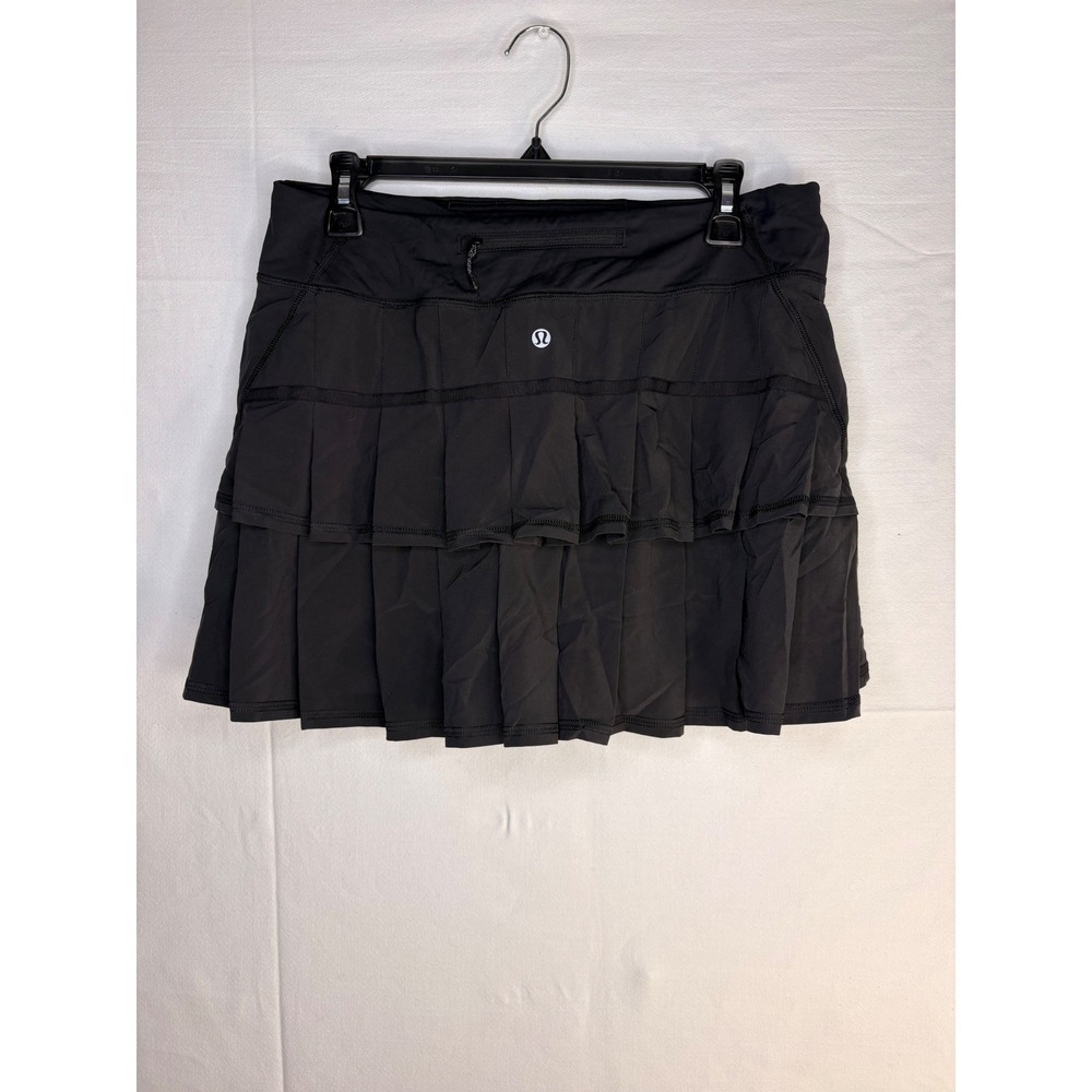 Lululemon Pace Setter Skirt Tall Black Pleated Tiered Running Tennis Womens 8